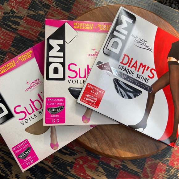 DIM Vintage hosiery Bundle. 3 pairs: 2 black, 1 naturel - Picture 1 of 15